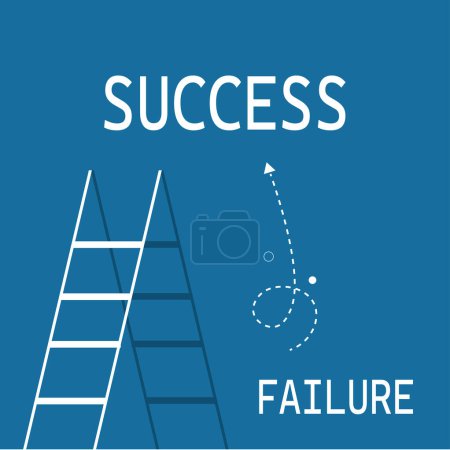 Illustration of a success concept with a ladder and the word success