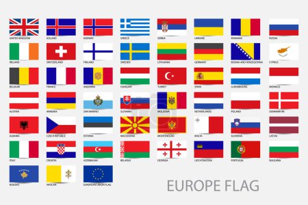 Drapeaux de l'Union européenne. Illustration vectorielle. Ensemble de drapeaux.