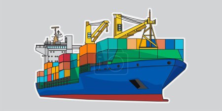Container Cargo Freight Ships Vector Illustration