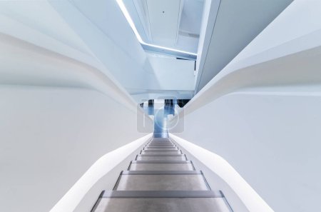 Photo for Staircase in futuristic architecture. Modern building interior background - Royalty Free Image