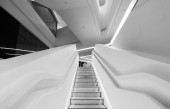futuristic stairway. modern interior background Longsleeve T-shirt #675376422
