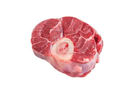 Osso buco cru Bifteck de jarret de veau, viande Ossobuco. Isolé sur fond blanc