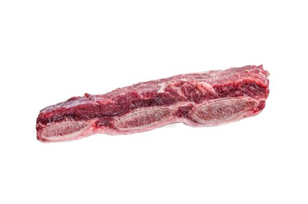 Raw beef short ribs kalbi on kitchen table. Isolated on white background