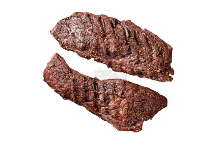 Gegrilltes Machete Rock Steak auf dem Grill. Isoliert auf weißem Hintergrund