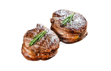 Medallions steaks from the beef tenderloin. Isolated on white background