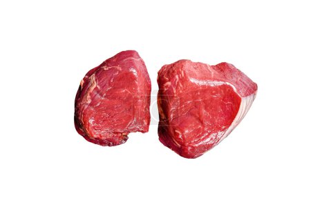 Téléchargez les photos : Biftecks crus de bœuf noir de premier choix Angus. Isolé sur fond blanc - en image libre de droit