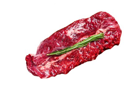Photo for Butchers choice raw steak Onglet Hanging Tender beef meat Isolated on white background, top view - Royalty Free Image