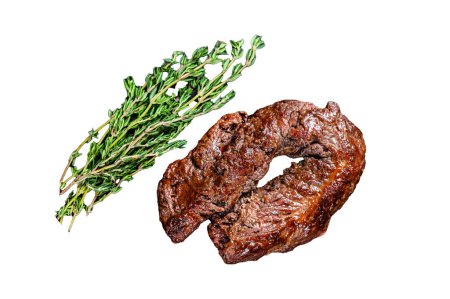 Photo for BBQ grilled Hanging Tender steak Isolated on white background, top view - Royalty Free Image