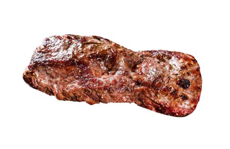 Foto de Machete a la parrilla o falda de carne de res. Aislado sobre fondo blanco, Vista superior - Imagen libre de derechos