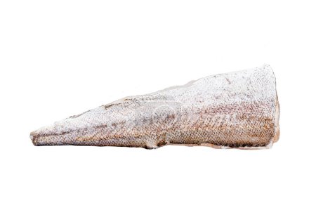 Raw fillet of hake fish. Isolated on white background. Top view