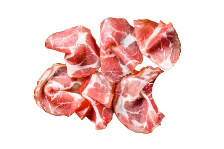 Coppa, Capocollo, Capicollo meat. Isolated on white background. Top view
