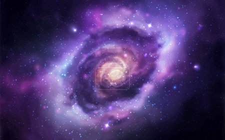 Ilustración de Fondo vectorial espacial con galaxia espiral realista y estrellas - Imagen libre de derechos