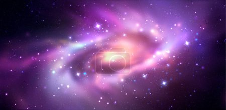 Fond vectoriel spatial avec galaxie spirale réaliste et étoiles