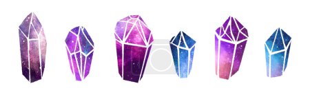 Illustration for Watercolor colorful Crytal Gemstones isolated on white - Royalty Free Image