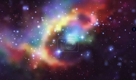 Fondo vectorial espacial con nebulosa realista y estrellas brillantes. Galaxia mágica colorida