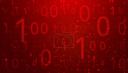 Código binario digital sobre rojo oscuro. Concepto de violación de datos