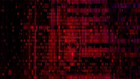 Digital Binary Code on Dark Red. Data Breach Concept