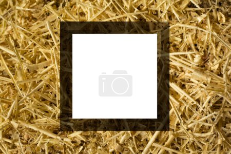 Photo for Empty mockup frame woodworking wood shavings 3d render. - Royalty Free Image