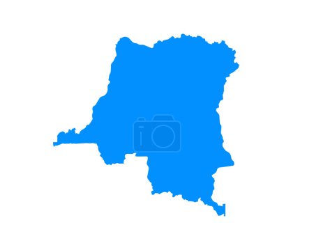 Blaues Kartendesign auf Land DR Kongo isoliert auf weißem Hintergrund - Vektorillustration