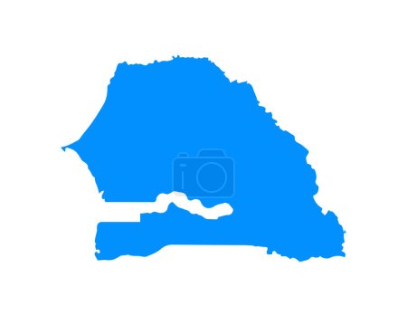 Téléchargez les illustrations : Blue coloured map design on country Senegal isolated on white background - vector illustration - en licence libre de droit