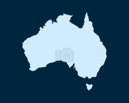 Ilustración de Concepto de diseño azul claro de Country Australia Mapa aislado sobre fondo verde oscuro - ilustración vectorial - Imagen libre de derechos