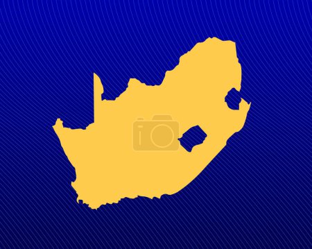 Ilustración de Fondo de gradiente azul, Mapa amarillo y diseño de líneas curvas del país Sudáfrica - ilustración vectorial - Imagen libre de derechos