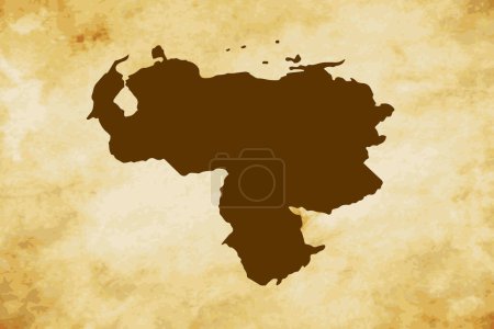 Brown map of Country Venezuela isolated on old paper grunge texture background - vector illustration