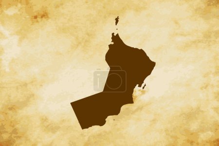 Illustration for Brown map of Country Oman isolated on old paper grunge texture background - vector illustration - Royalty Free Image