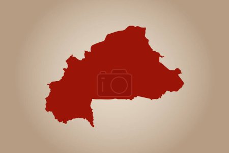 Téléchargez les illustrations : Carte de couleur rouge isolée sur fond plat du pays Burkina Faso pour votre dessin - illustration vectorielle - en licence libre de droit