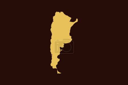 Illustration for Gold colored map design isolated on brown background of Country Argentina - vector illustration - Royalty Free Image