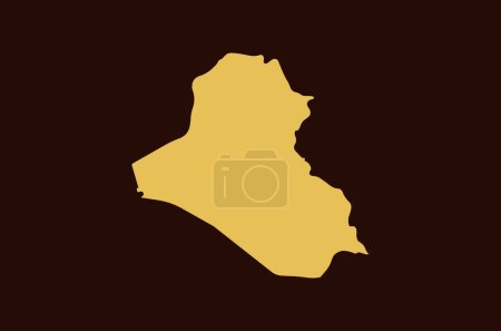 Ilustración de Diseño de mapas de color dorado aislado sobre fondo marrón de Country Iraq - ilustración vectorial - Imagen libre de derechos