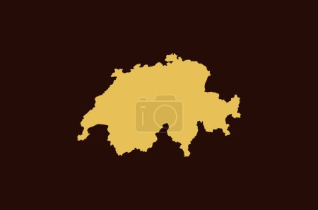 Illustration for Gold colored map design isolated on brown background of Country Switzerland - vector illustration - Royalty Free Image