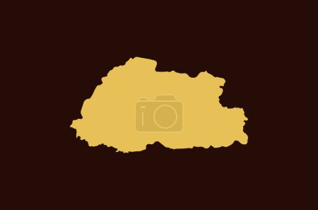 Illustration for Gold colored map design isolated on brown background of Country Bhutan - vector illustration - Royalty Free Image