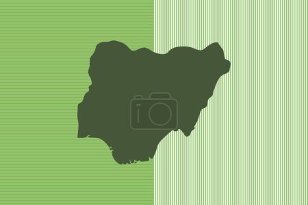 Naturaleza de color Mapa concepto de diseño con rayas verdes aislados del país Nigeria - ilustración vectorial