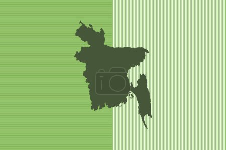 Naturfarbenes Kartendesign-Konzept mit grünen Streifen isoliert vom Land Bangladesch - Vektorillustration
