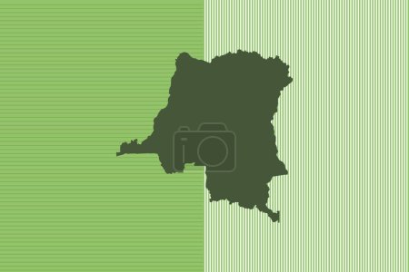 Naturfarbenes Kartendesign-Konzept mit grünen Streifen isoliert vom Land DR Kongo - Vektorillustration