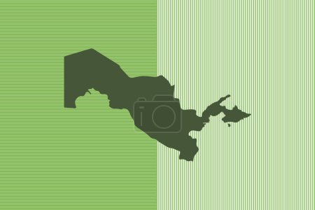 Naturfarbenes Kartendesign-Konzept mit grünen Streifen isoliert vom Land Usbekistan - Vektorillustration