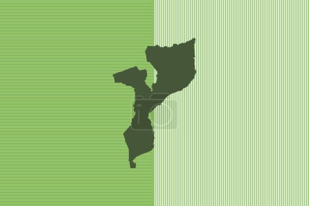 Concept de conception de carte de couleur nature avec des rayures vertes isolées du pays Mozambique illustration vectorielle