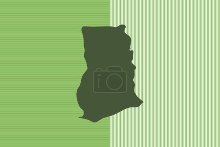 Naturaleza de color Mapa concepto de diseño con rayas verdes aislados del país Ghana - ilustración vectorial