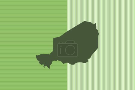 Naturfarbenes Kartendesign-Konzept mit grünen Streifen isoliert vom Land Niger - Vektorillustration