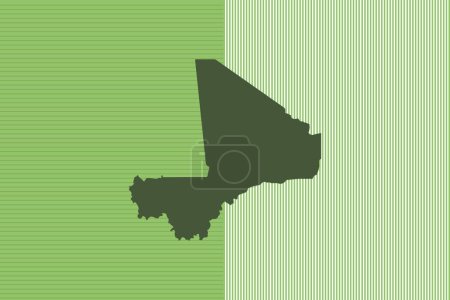 Naturfarbenes Kartendesign-Konzept mit grünen Streifen isoliert vom Land Mali - Vektorillustration