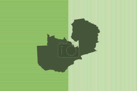Nature colored Map design concept with green stripes isolated of country Zambia - vector illustration