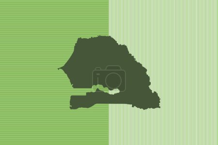 Color de la naturaleza Concepto de diseño de mapas con rayas verdes aisladas del país Senegal - ilustración vectorial