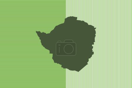 Concept de conception de carte de couleur nature avec des rayures vertes isolées du pays Zimbabwe illustration vectorielle