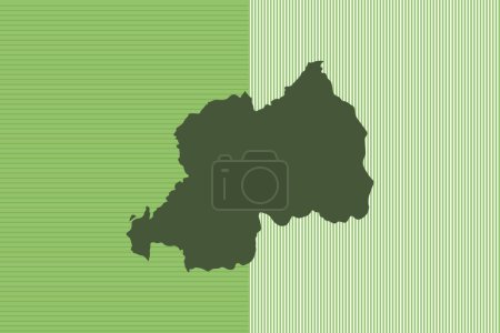 Naturfarbenes Kartendesign-Konzept mit grünen Streifen isoliert vom Land Ruanda - Vektorillustration