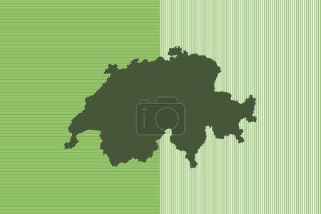 Illustration for Nature colored Map design concept with green stripes isolated of country Switzerland - vector illustration - Royalty Free Image