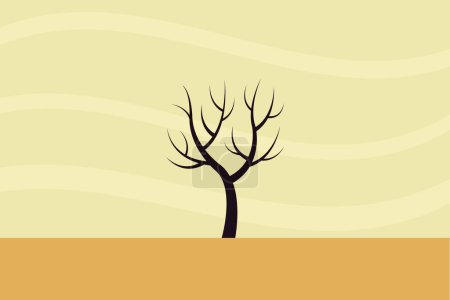 Desert dry tree concept with vivid colors isolated - vector illustration