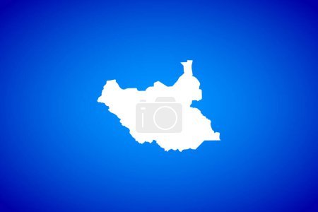 White map isolated on blue background design concept of Country South Sudan - vector illustration