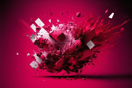 Photo for Color splash of Trendy Pantone 18-1750 viva magenta color abstract background, monochrome background. Color of the year 2023. - Royalty Free Image
