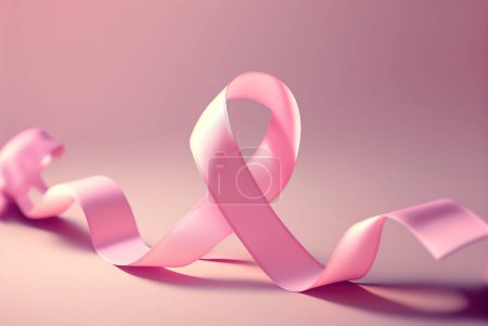 Foto de World cancer day. Healthcare and medicine concept, pink ribbon for breast cancer awareness, light pink background. Disease. - Imagen libre de derechos